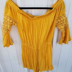 Yellow Off Shoulder Romper